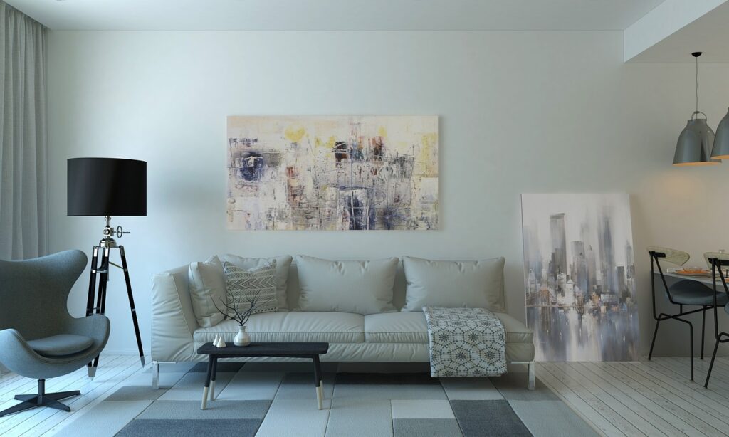 Sala de estar de uma casa de aluguel